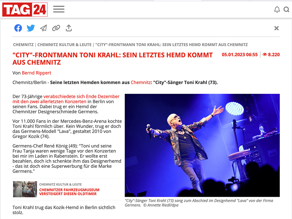TAG24.de berichtet über Toni Krahl und GERMENS