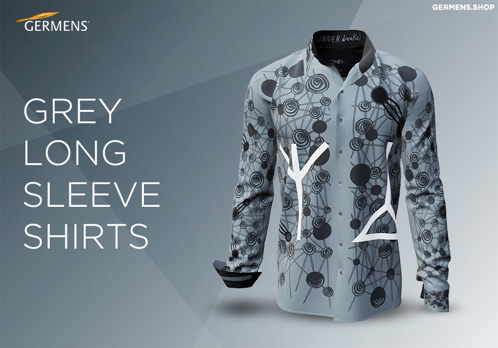 Grey Button Up Shirt Long Sleeve from GERMENS art fashion