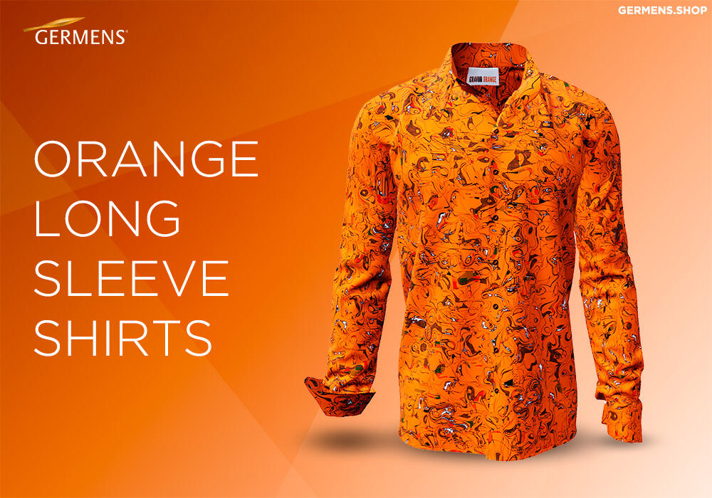 Mens Orange Button Up Shirt from GERMENS art fashion