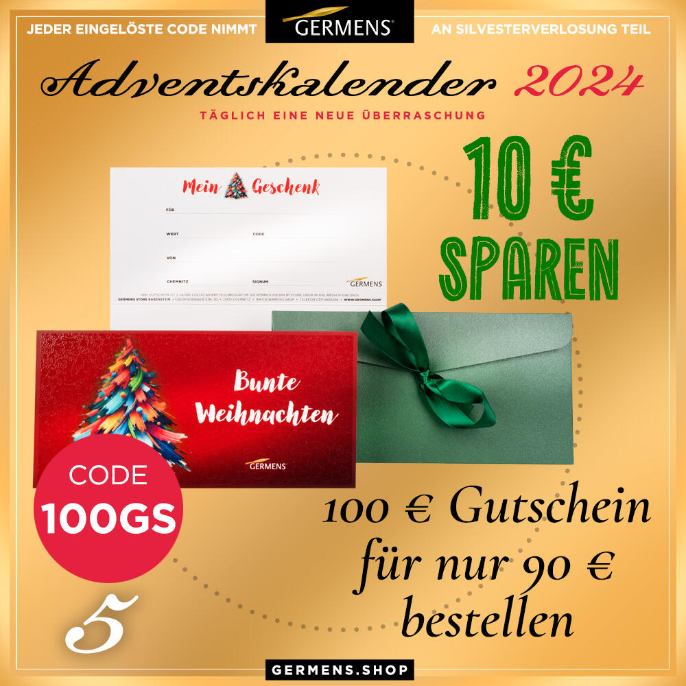 Adventskalender 2024 - Türchen 5. Dezember 2024 - 100 € Gutschein erhalten und nur 90 € bezahlen