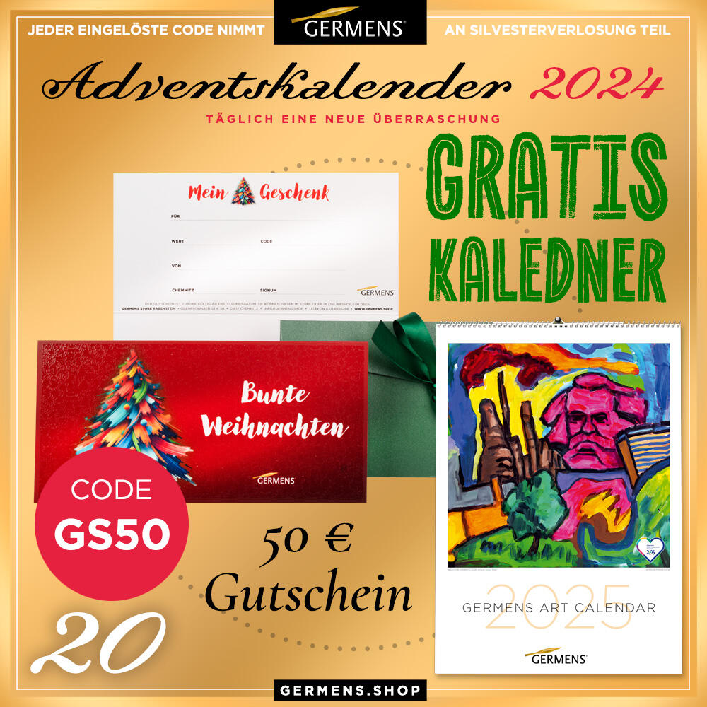 Adventskalender 2024 - Türchen 20. Dezember 2024 - Gratis Kunstkalender im Wert von 9,80 € beim Kauf eines 50 € GERMENS Gutscheines