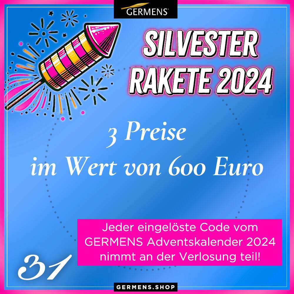 Silvesterrakete 2024 von GERMENS artfashion – Gewinnen Sie einen von 3 Preisen im Gesamtwert von 600 €