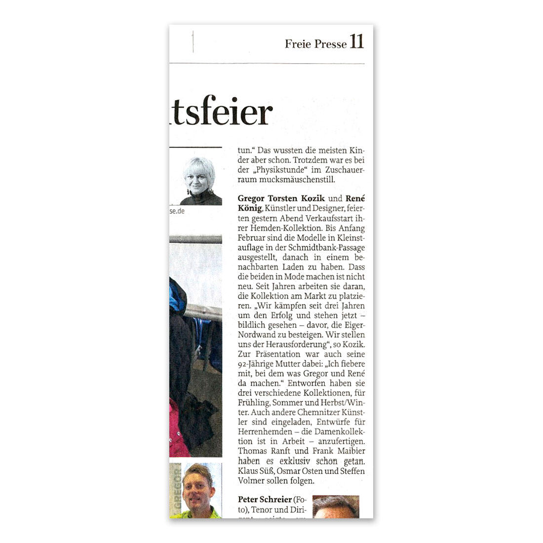 Freie Presse berichtet über Gregor-T. Kozik und René König - 09. Dezember 2013