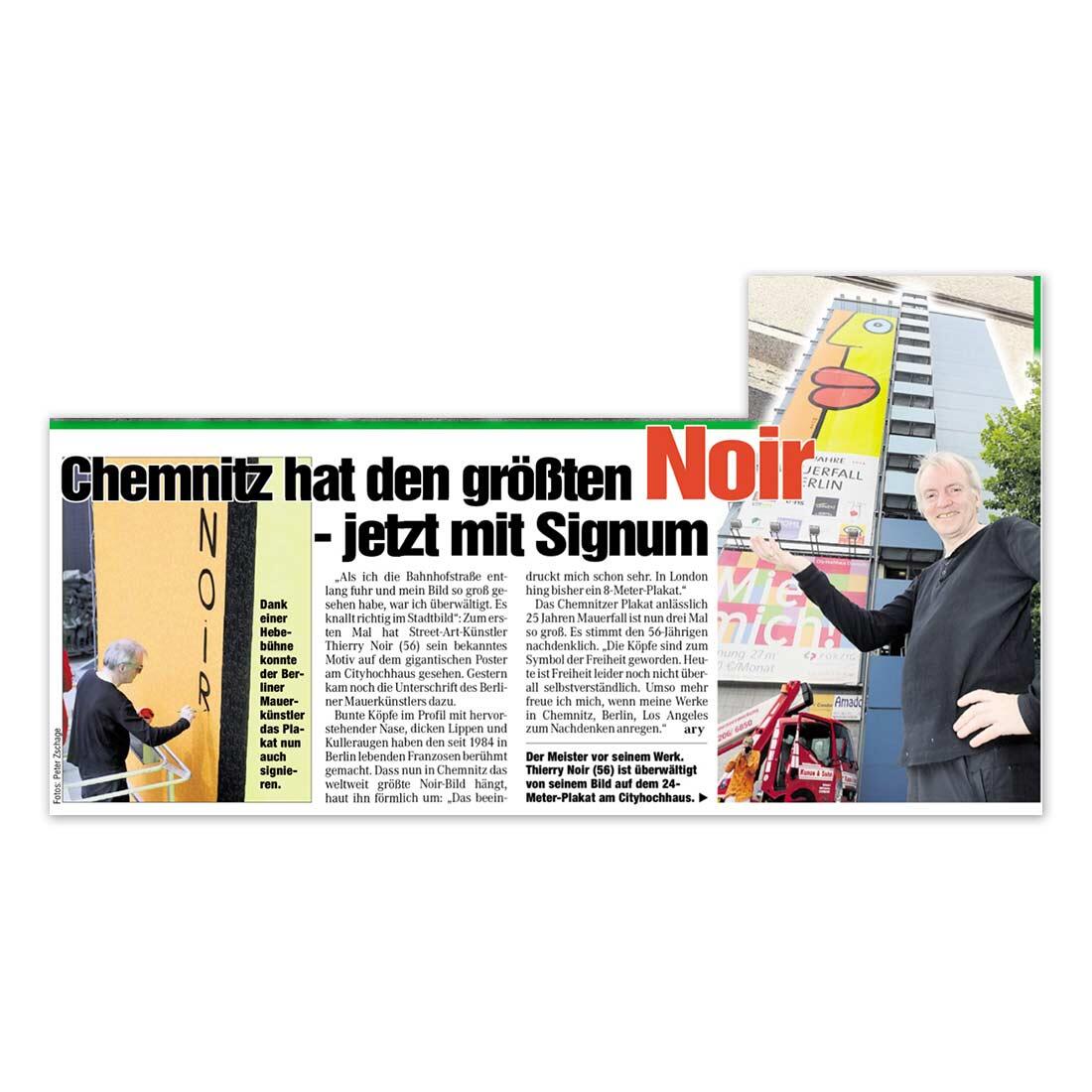 Morgenpost Chemnitz berichtet über Thierry Noir Riesenposter und GERMENS - 05. August 2014