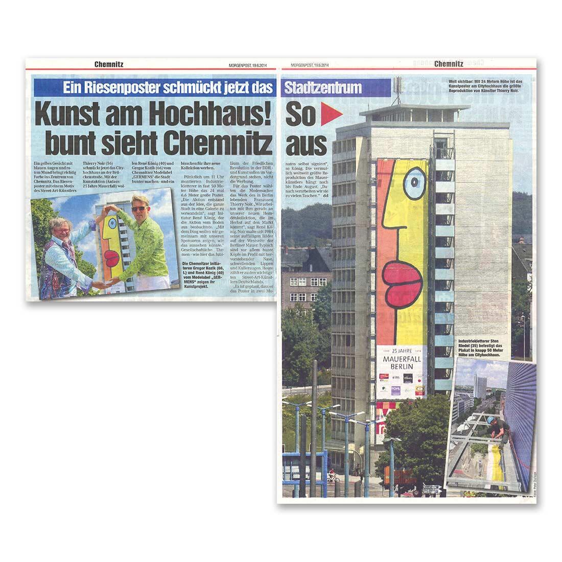 Morgenpost berichtet über Thierry Noir Riesenposter und GERMENS - 19. Juni 2014