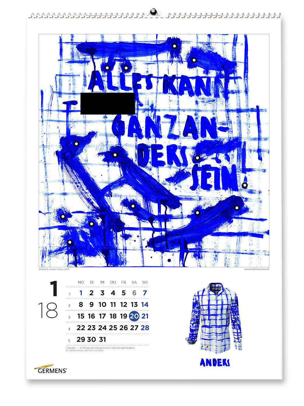 GERMENS art calendar - Januar 2018 - Langarmhemd ANDERS