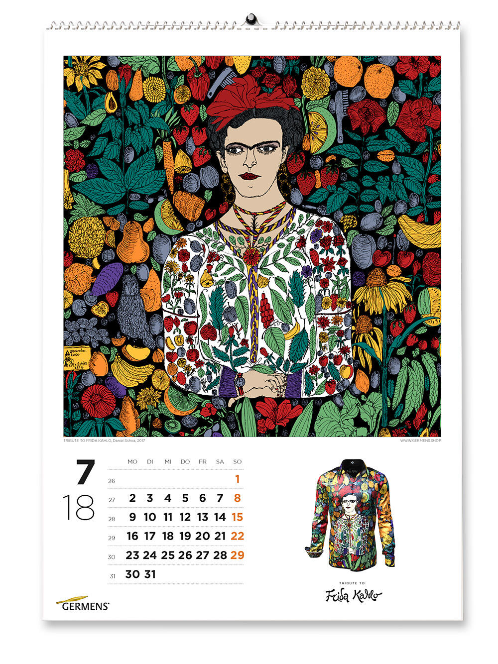 GERMENS art calendar - Juli 2018 - Langarmhemd BLUMEN MEXICOS