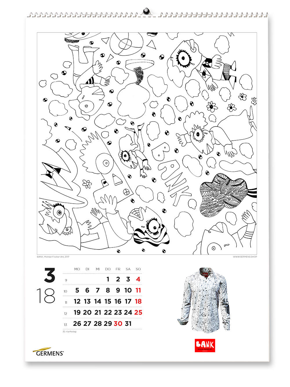 GERMENS art calendar - März 2018 - Langarmhemd BANK