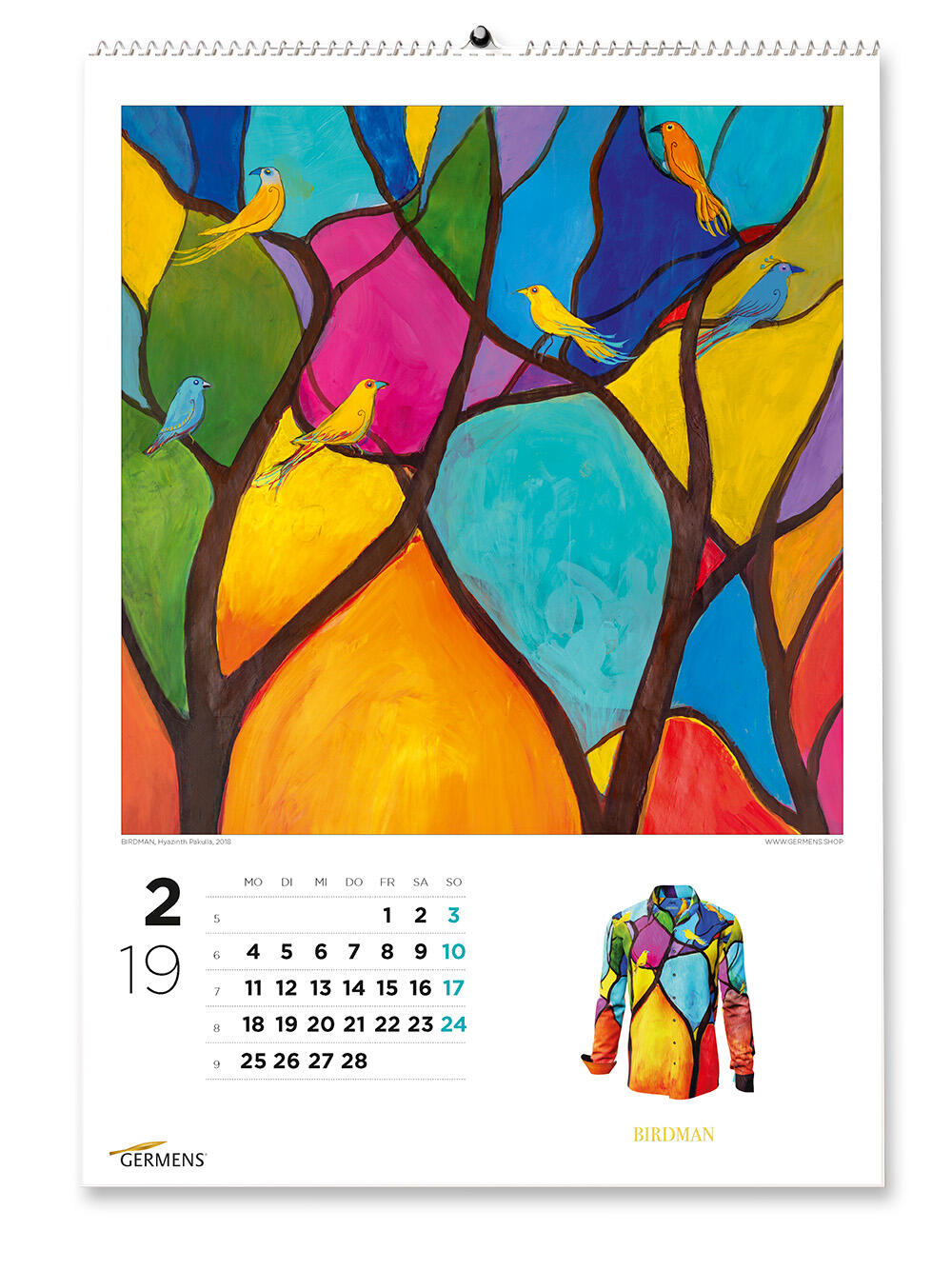 GERMENS art calendar - Februar 2019 - Langarmhemd BIRDMAN