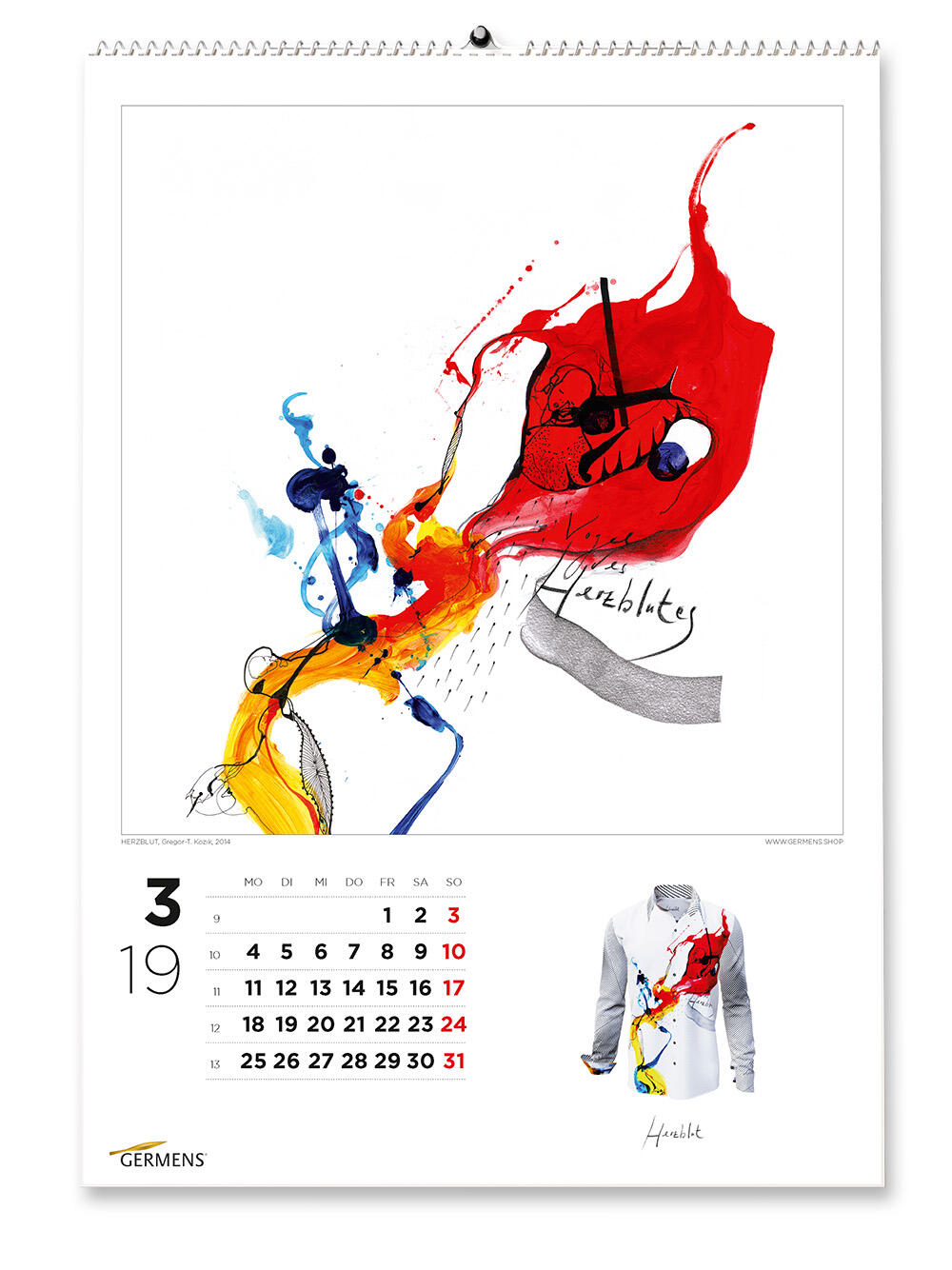 GERMENS art calendar - März 2019 - Langarmhemd HERZBLUT