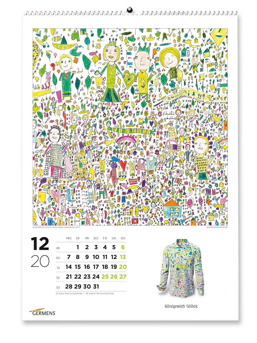 GERMENS art calendar - Dezember 2020 - Langarmhemd KÖNIGREICH GLÜCK