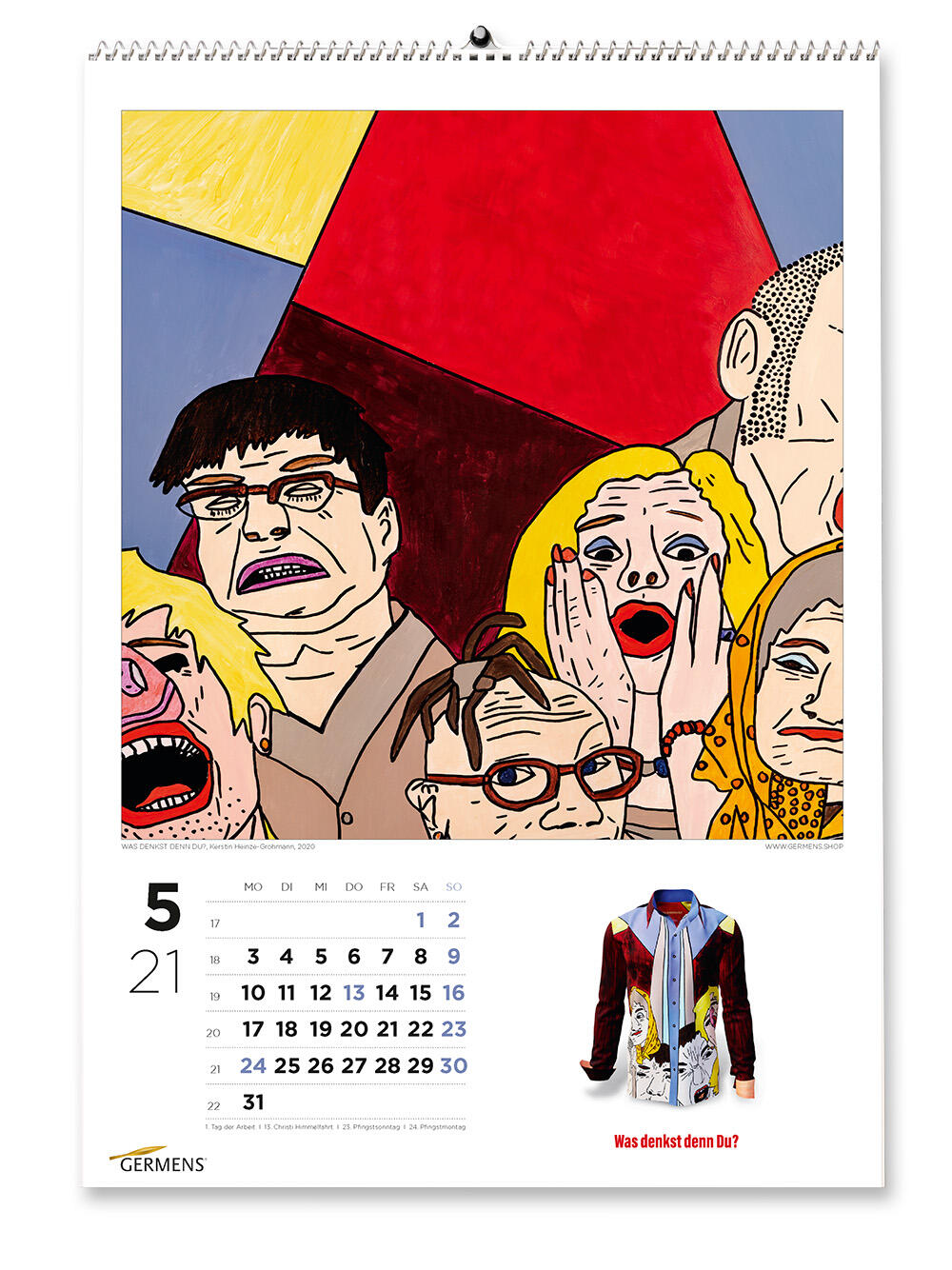 GERMENS art calendar - Mai 2021 - Langarmhemd WAS DENKST DENN DU