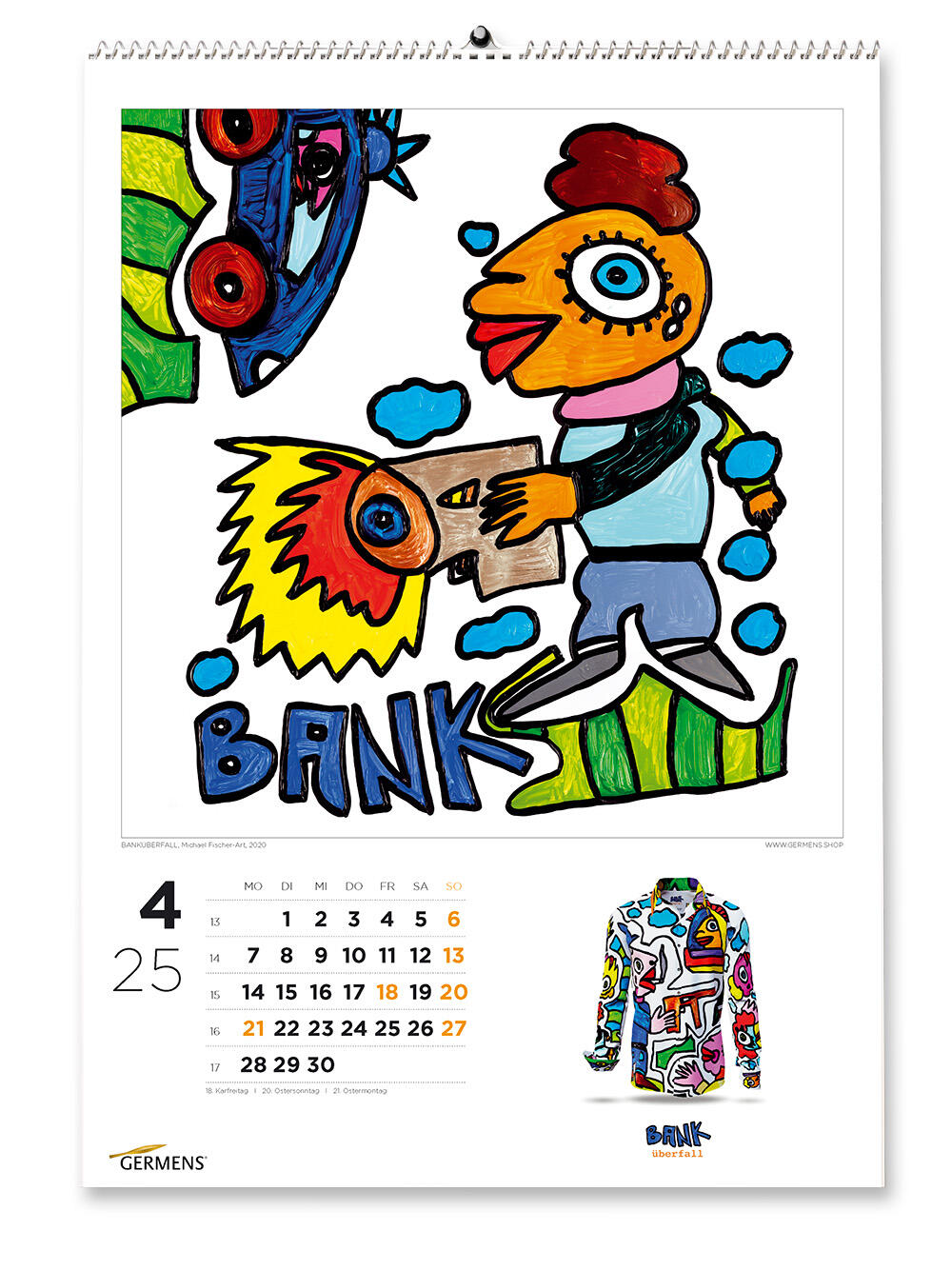 GERMENS art calendar - April 2025 - Langarmhemd BANKÜBERFALL