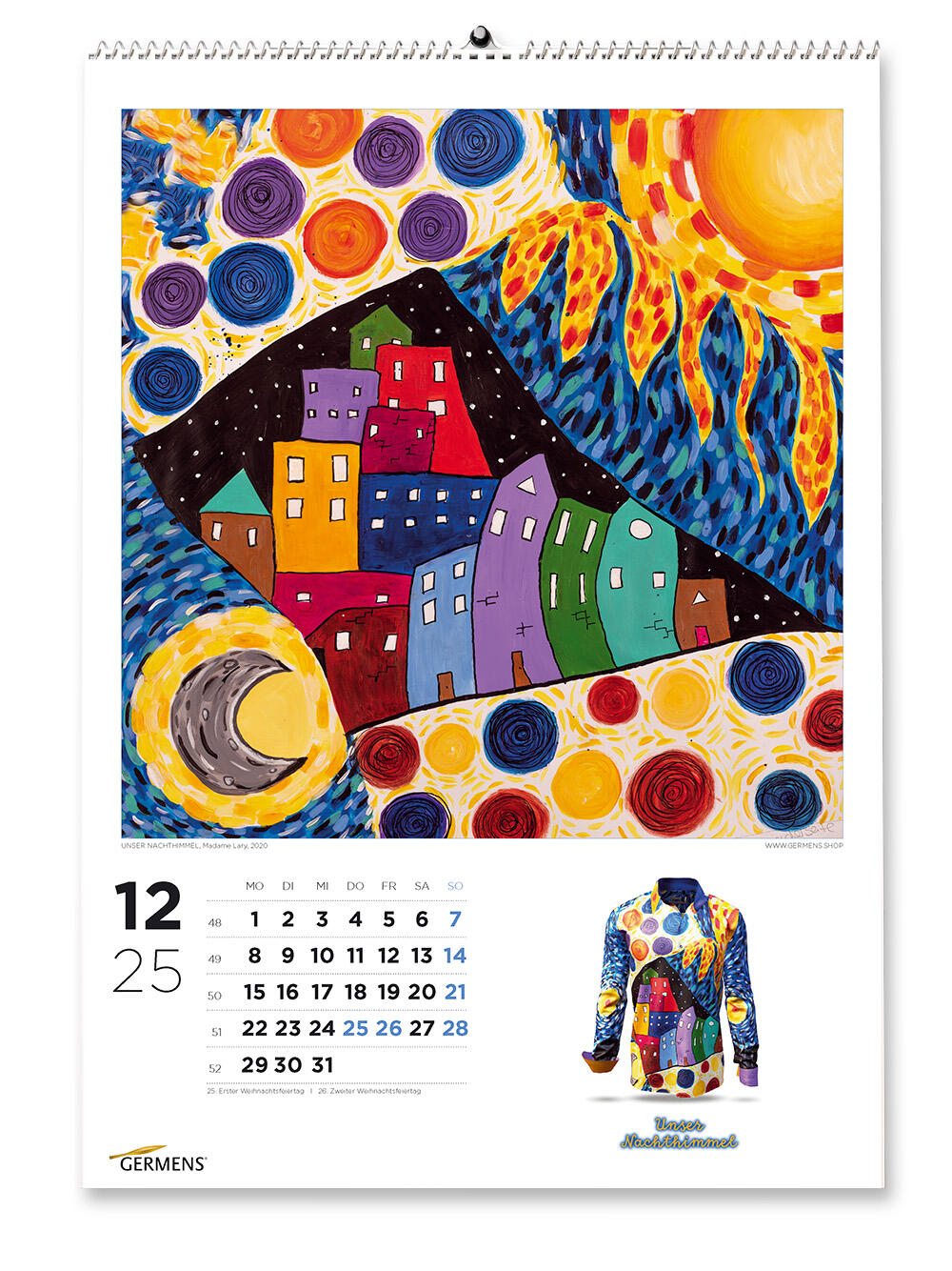 GERMENS art calendar - Dezember 2025 - Langarmhemd UNSER NACHTHIMMEL