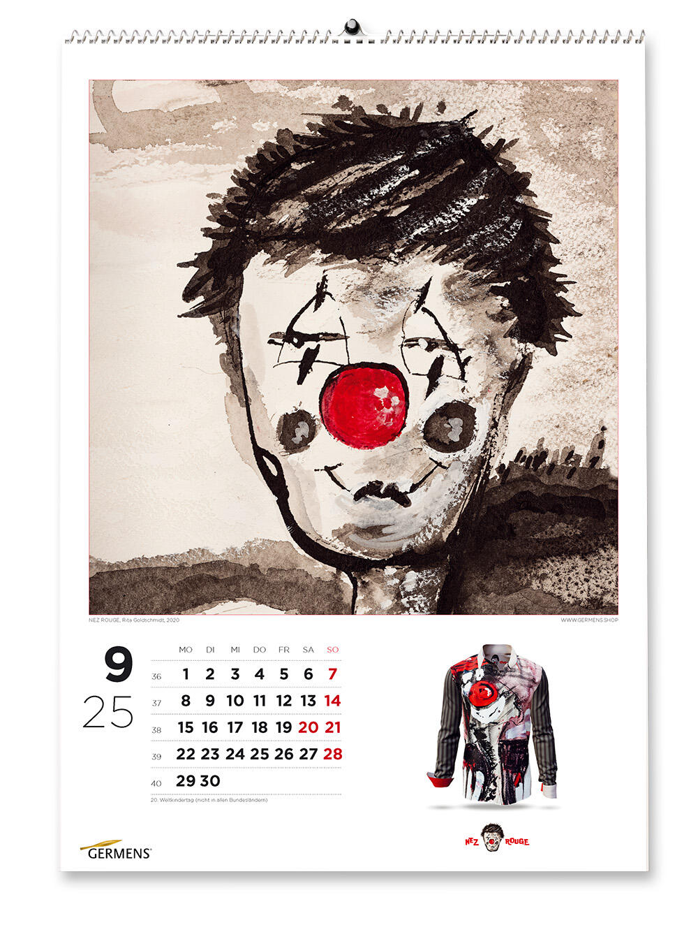 GERMENS art calendar - September 2025 - Langarmhemd NEZ ROUGE