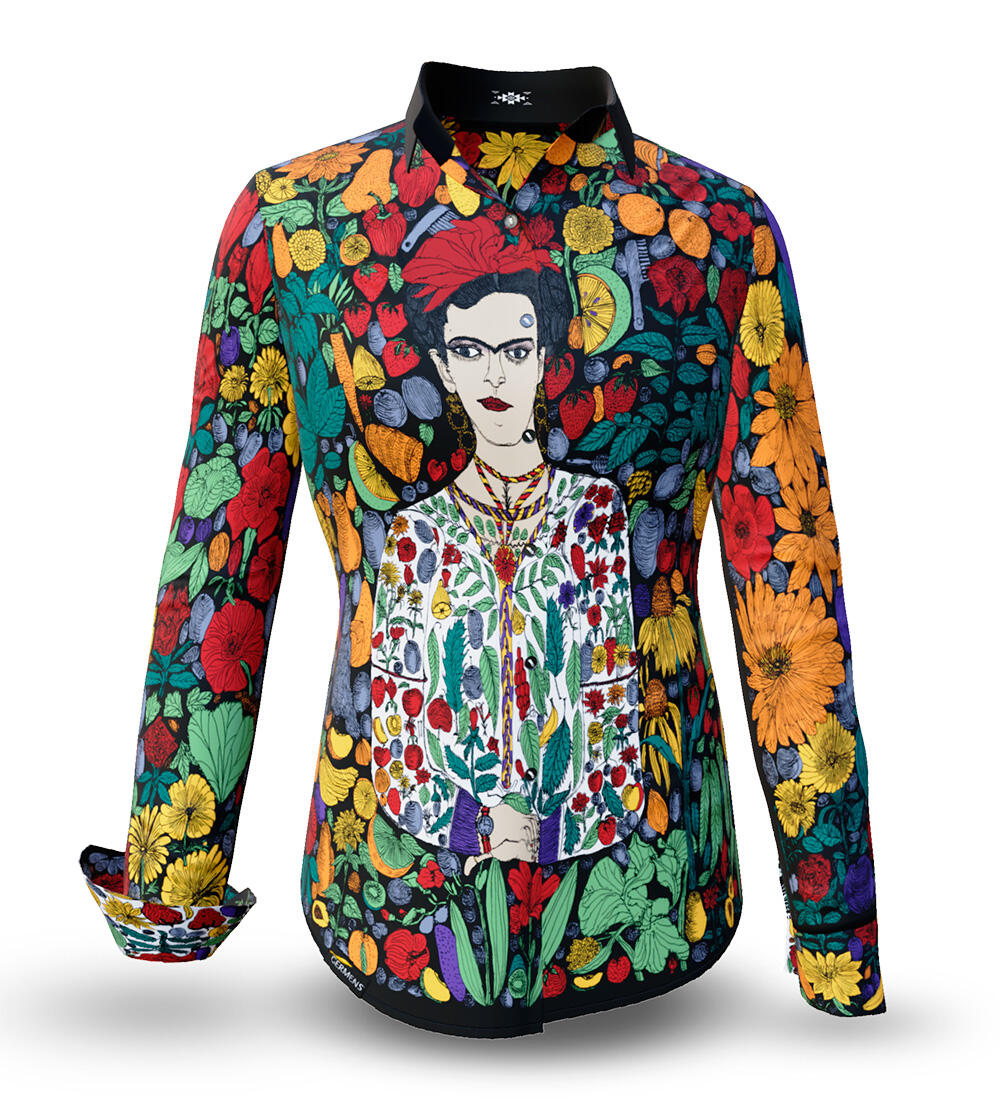 Bluse Damen BLUMEN MEXICOS von GERMENS artfashion gestaltet von Daniel Schoa vom Atelier Blau