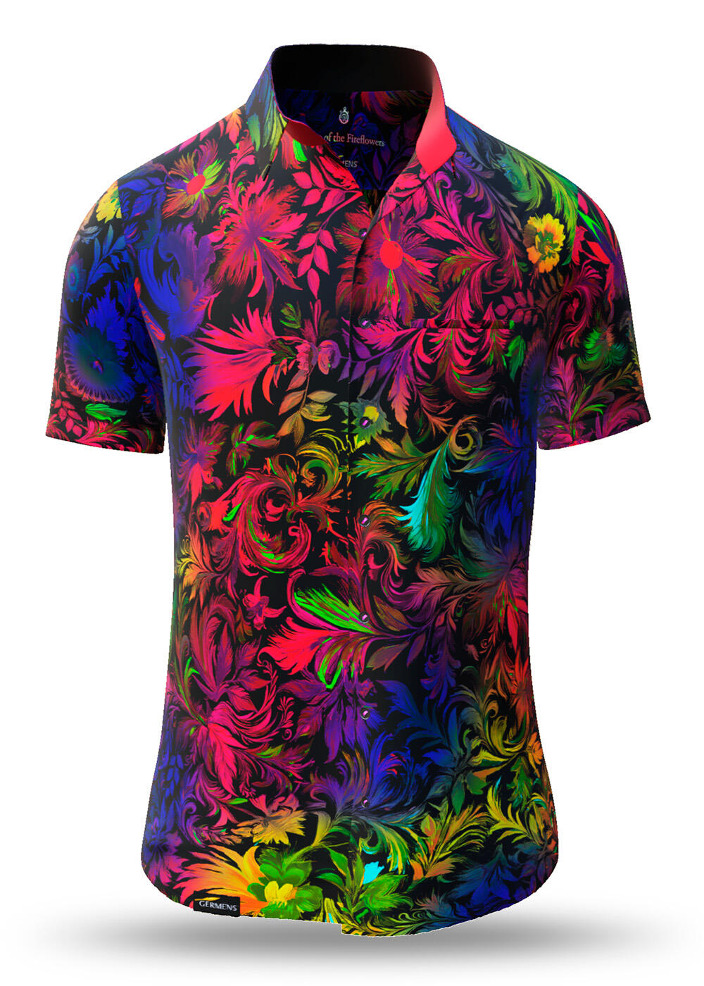 Men's summer shirt NIGHT OF THE FIREFLOWERS by GERMENS 