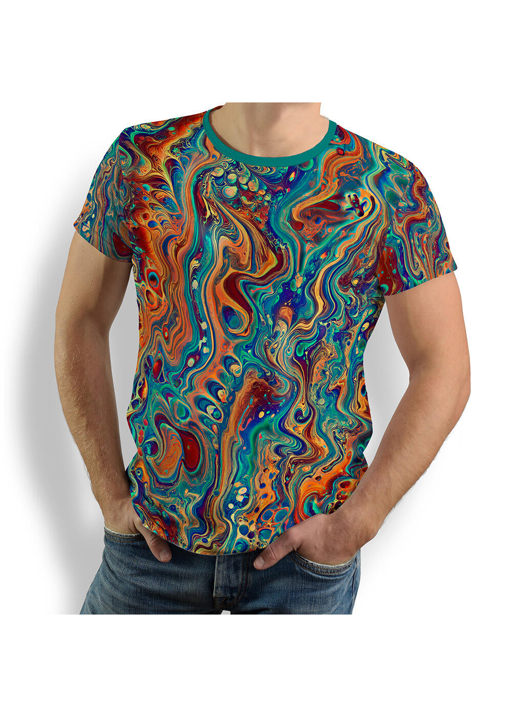 buntes T-Shirt Herren ELYSISCHE STRÖMUNGEN von GERMENS artfashion