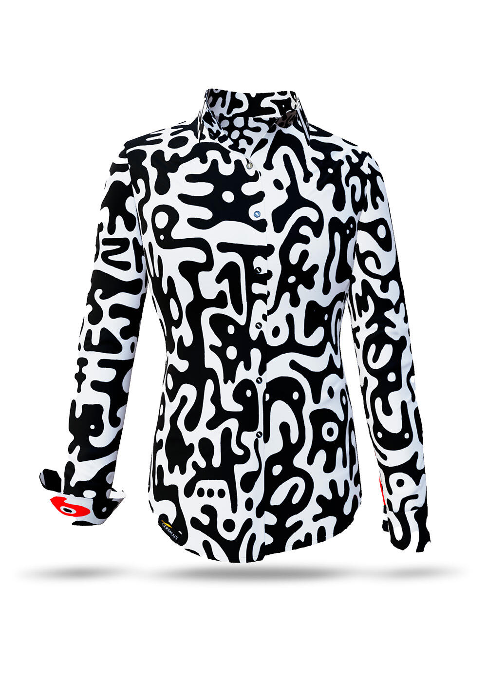 Black and white women's blouse JUPPI by GERMENS artfashion