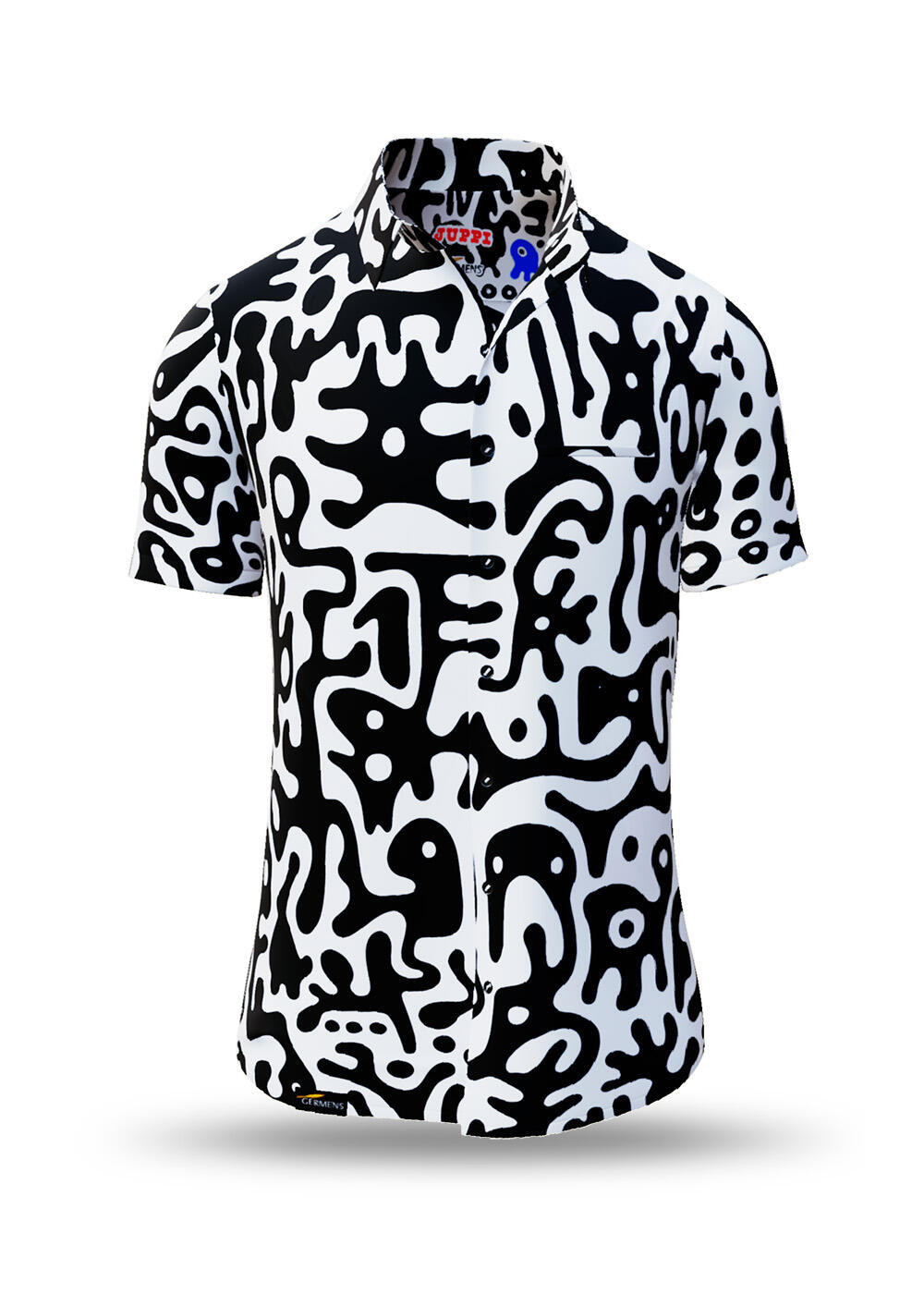 black white shirt men short sleeve JUPPI by GERMENS artfashion