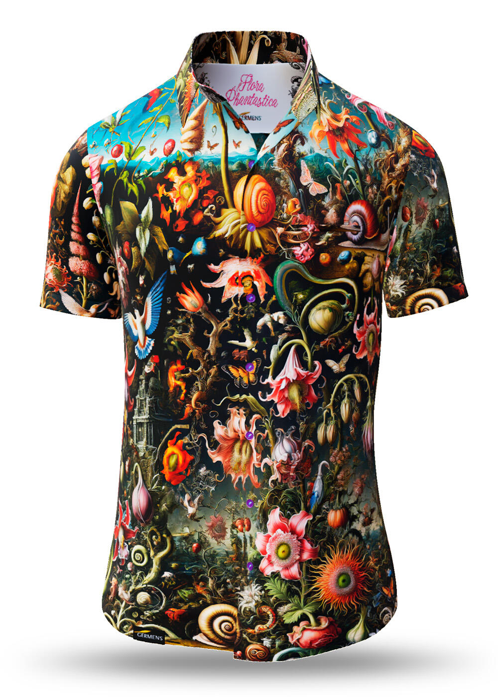 Men's short-sleeved summer shirt FLORA PHANTASTICA by GERMENS artfashion