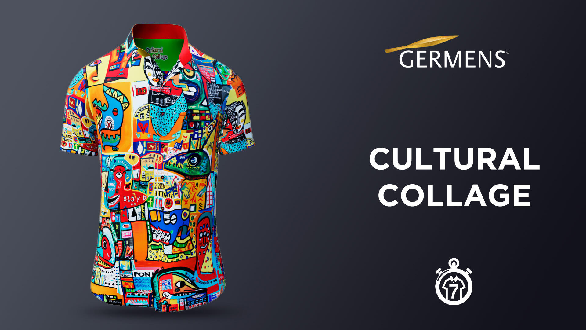 Button up shirt short sleeve CULTURAL COLLAGE by GERMENS