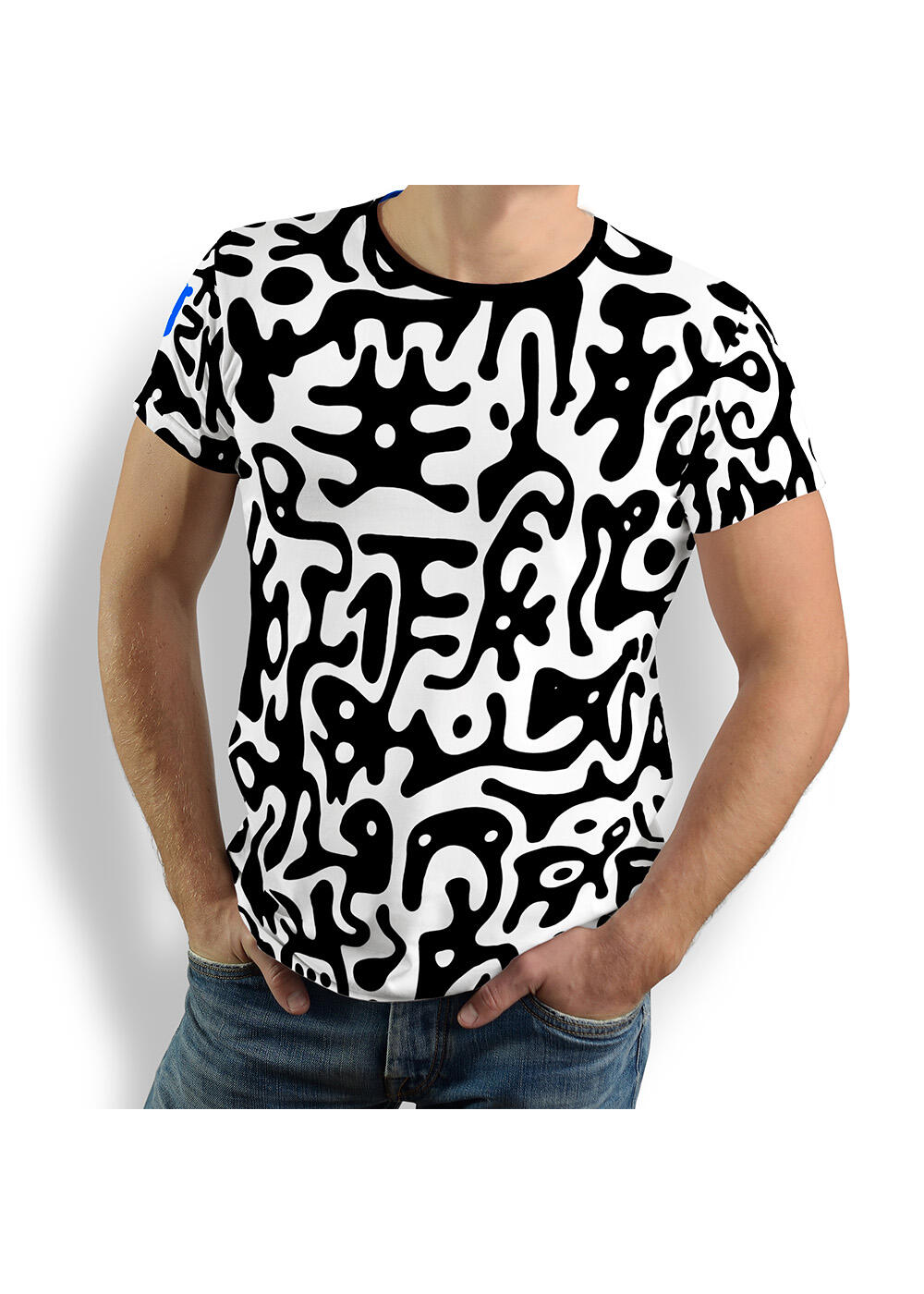 black and white men's t-shirt JUPPI by GERMENS artfashion