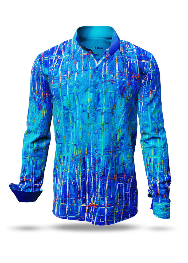 BLUENET - Blue long sleeve shirt - GERMENS artfashion - Unusual long sleeve shirt in 10 sizes - Made in Germany