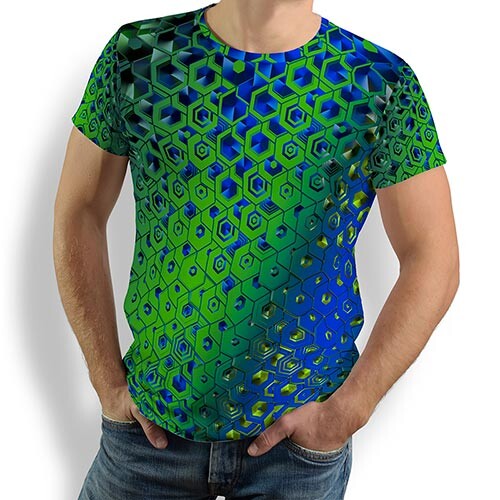 HEXAGON MALACHIT - Grün blau gemustertes T-Shirt - 100 % Baumwolle - GERMENS artfashion - 8 Größen S-5XL