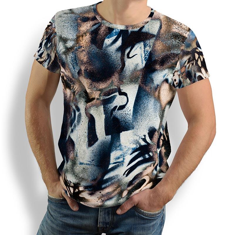 BRUSH - Beige blue t-shirt - 100 % cotton - GERMENS artfashion - 8 sizes S-5XL