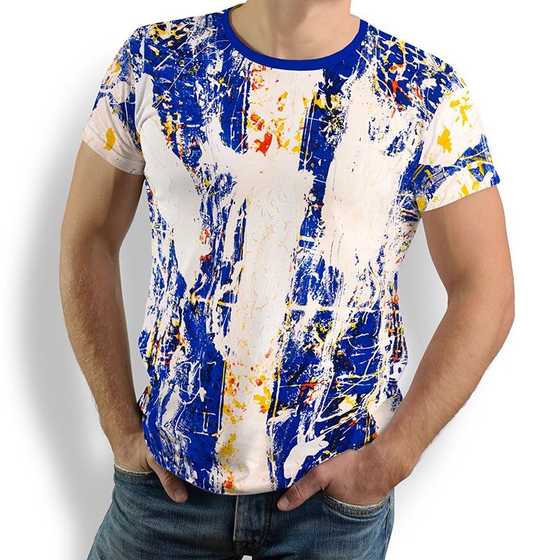 NOTIBANA - Blue White Yellow T-Shirt - 100 % cotton - GERMENS artfashion - 8 sizes S-5XL