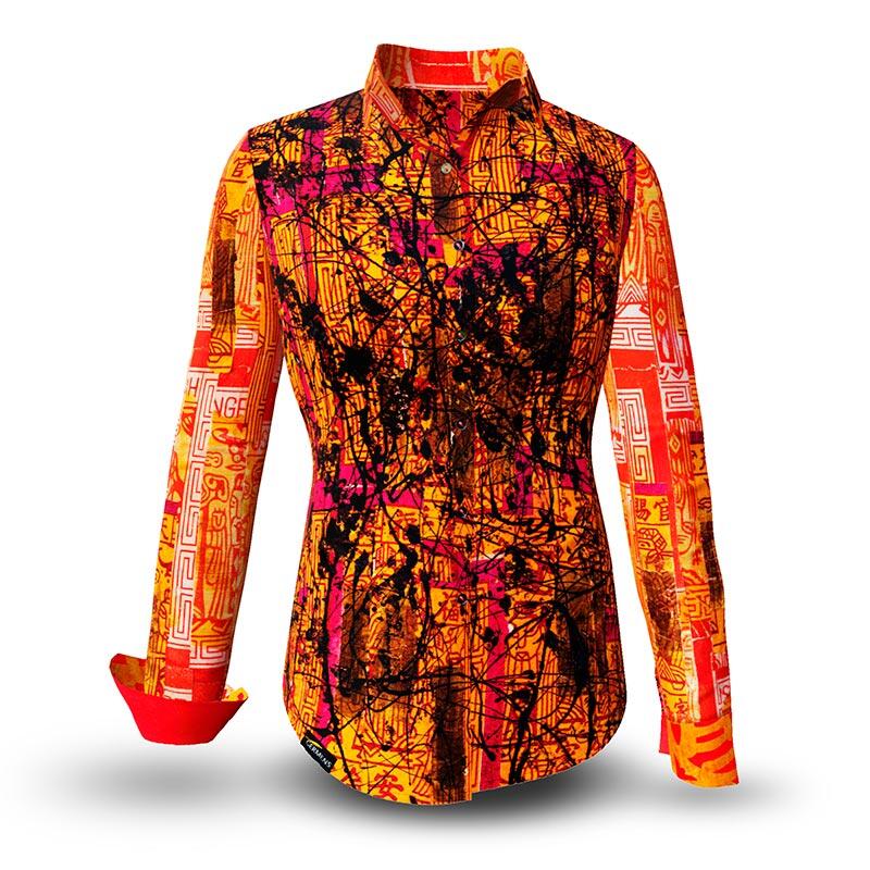 SOUVENIR - red orange blouse - GERMENS artfashion - 100 % cotton - very good fit - artist design - 99 pieces limited - 6 sizes from XS - XXL - Made in Germany