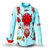 FLASH - Hellblaue Bluse mit Teufel - GERMENS artfashion - 100 % Baumwolle - sehr gute Passform - Künstlerdesign - 99 Stück limitiert - 6 Größen von XS - XXL - Made in Germany