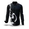WELLENREITER - Black long-sleeved shirt with white design - GERMENS artfashion - Unusual long sleeve shirt in 10 sizes - Made in Germany