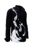 WELLENREITER - Black long-sleeved shirt with white design - GERMENS artfashion - Unique long sleeve shirt designed by artists - Made in Germany