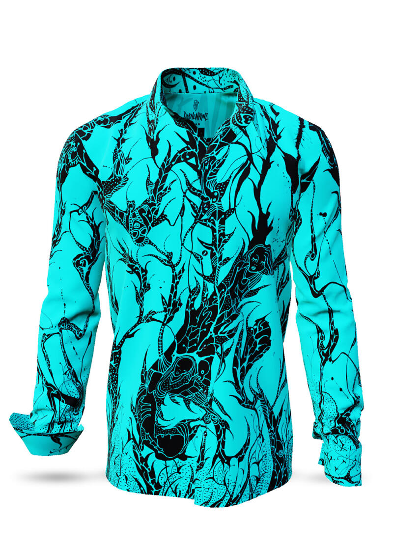 Discover Button Up Shirt DORNENPRINZ CYAN - 100 % cotton