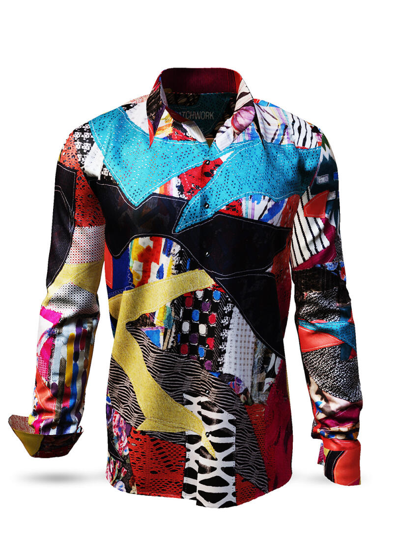 PATCHWORK - creative long sleeve shirt in patchwork design - GERMENS artfashion - Unusual long sleeve shirt in 10 sizes - Made in Germany