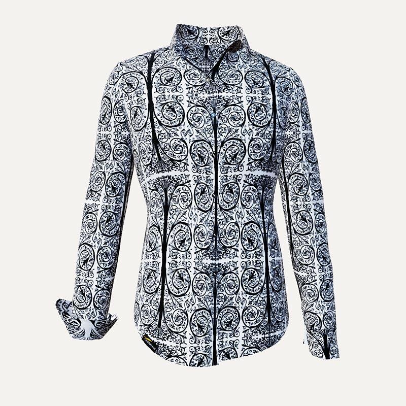 PORTE NOTRE DAME PARIS CONTRAST - Weiße Bluse mit schwarzen Ornamenten - GERMENS