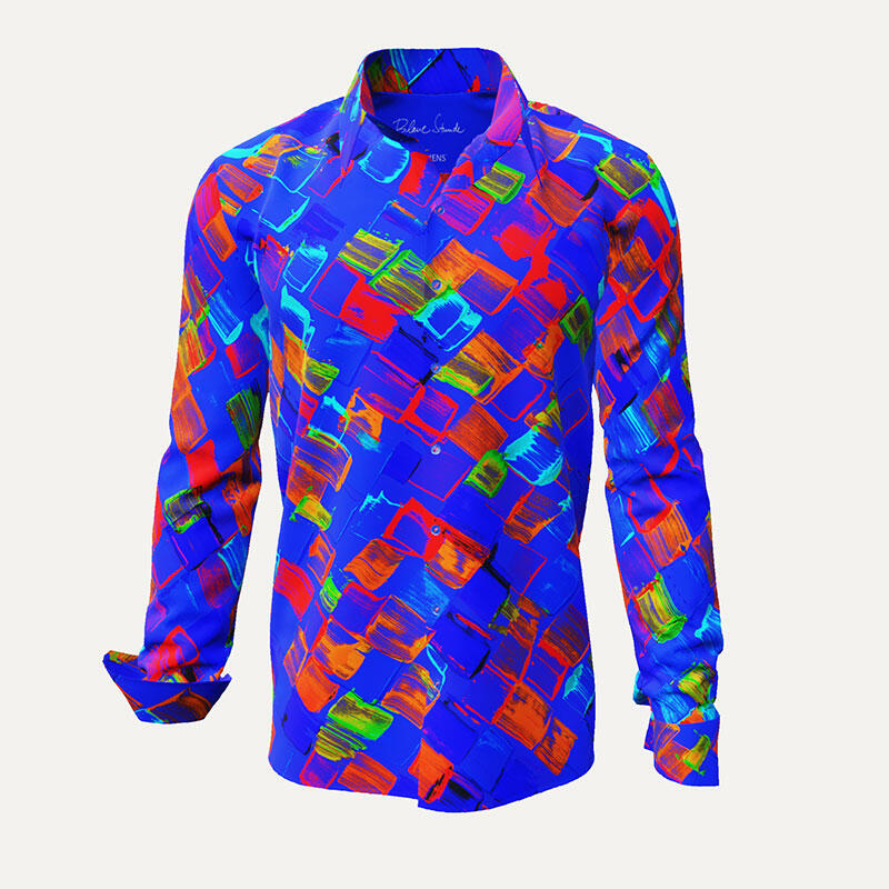 BLAUE STUNDE - Bright blue shirt with colored dots - GERMENS