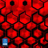 HEXAGON ZINNOBER - red shirt with black honeycomb structures - GERMENS