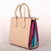 Extravagant ladies shoulder bag “Paris” in beige and colorful leather with accordion effect and RFID protection