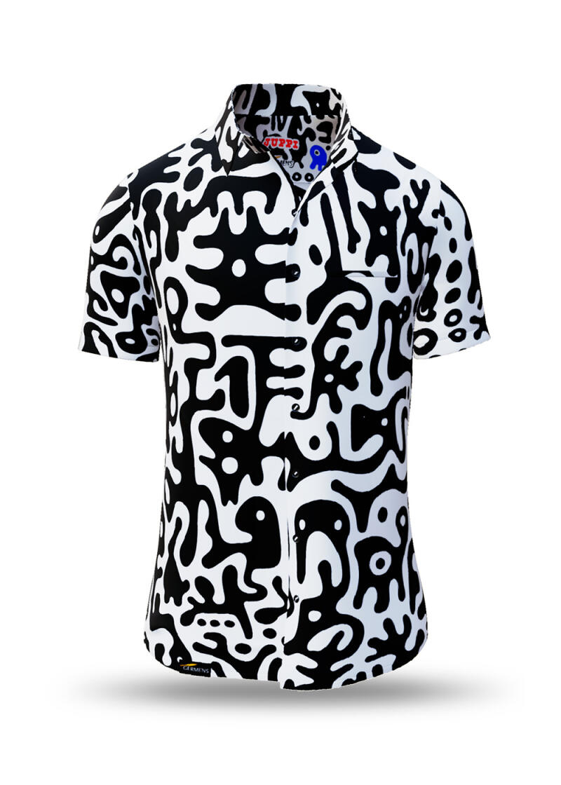 black white shirt short sleeve JUPPI by GERMENS by GERMENS - 100 % cotton - 10 sizes from XS to 6XL