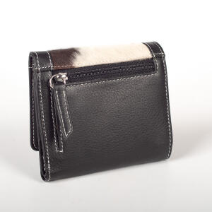 Black wallet for men and women with calf hair LONDON with...