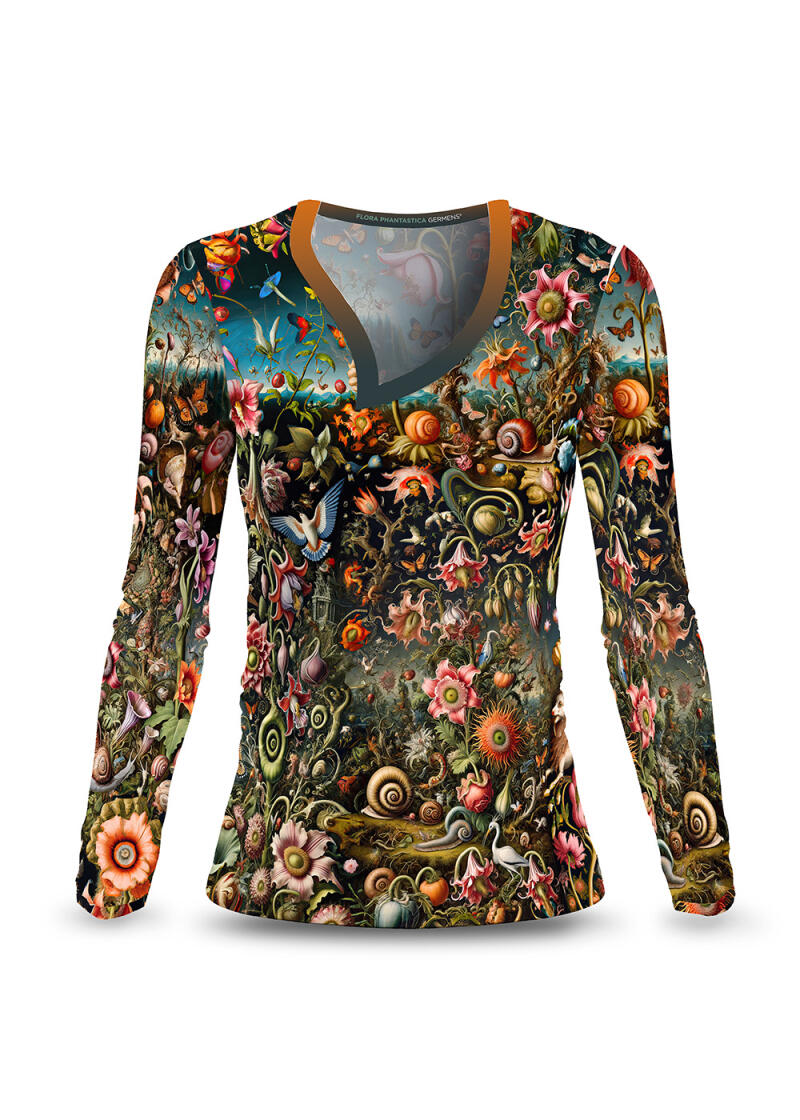 Long sleeve shirt ladies FLORA PHANTASTICA by GERMENS artfashion - made of 100 % cotton Made in Saxony/Germany - 7 sizes from XS to 3XL