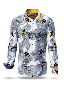 black white shirts men BEENIUS with colored bees - 100 %...