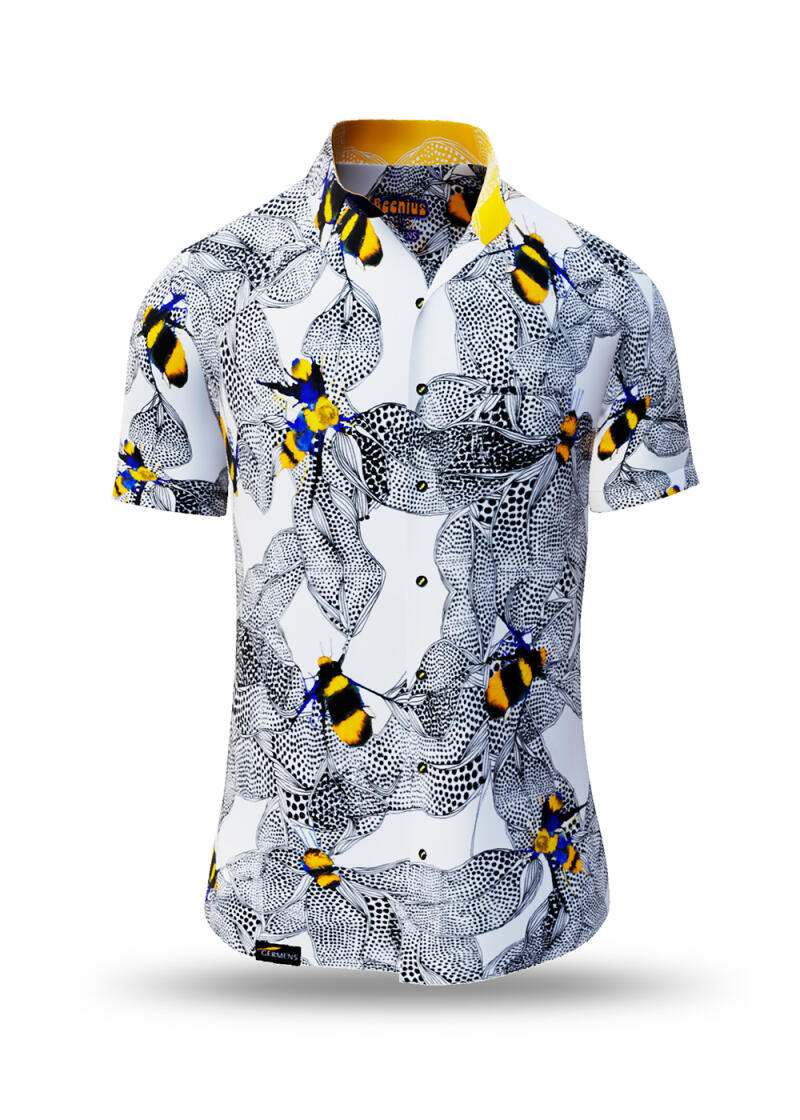 Sommerhemden Herren BEENIUS von GERMENS artfashion mit gemalten Bienen - 100 % Baumwolle Made in Sachsen - 10 Größen von XS bis 6XL