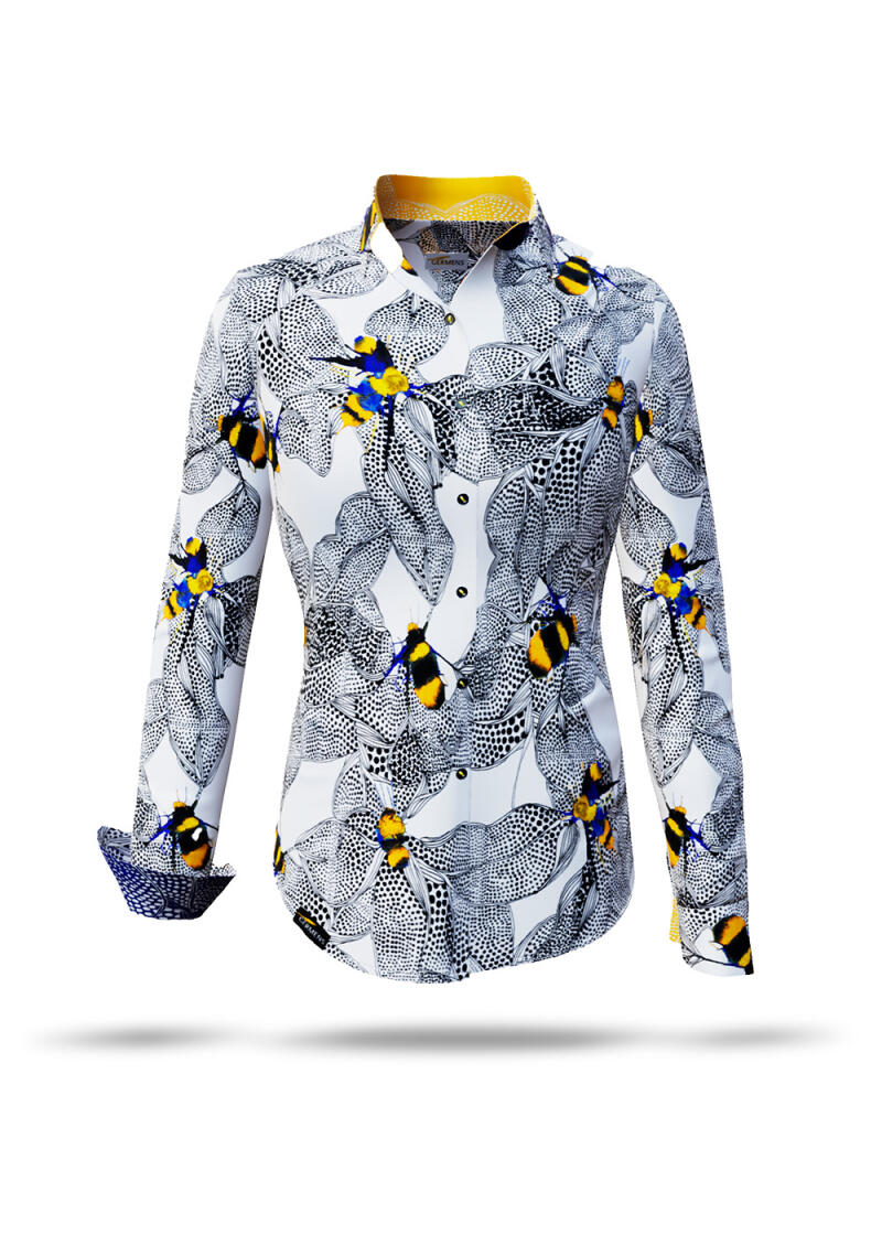 Extravagant shirt blouse BEENIUS by GERMENS artfashion with bees made of 100 % cotton - 7 sizes from XS to 3XL