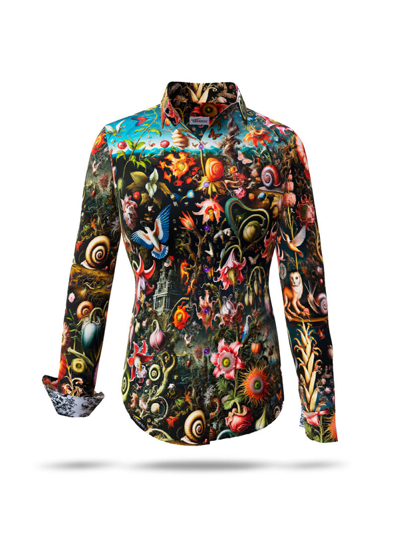 Extravagant shirt blouse FLORA PHANTASTICA by GERMENS artfashion made of 100% cotton Made in Germany