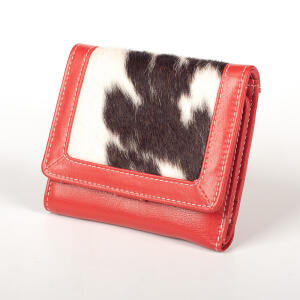 Red wallet for men and women with calf hair DUBLIN and...