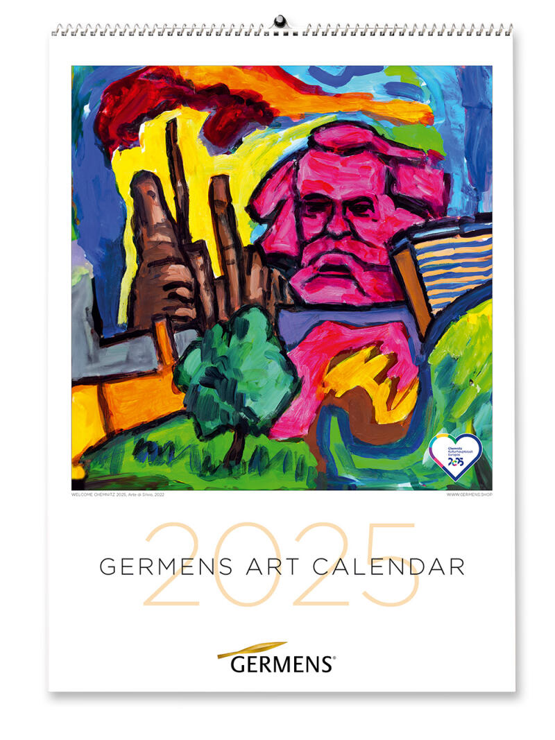 Art calendar 2025 with unique artist shirts from GERMENS artfashion